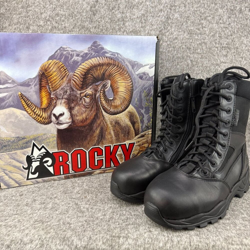 ✅Women's 7.5M Rocky FirstMed 8" Black Leather Side Zip Boots 6499 NO INSOLES